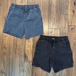 American Eagle Outfitters Men's Flat Front Shorts - Blue and Black